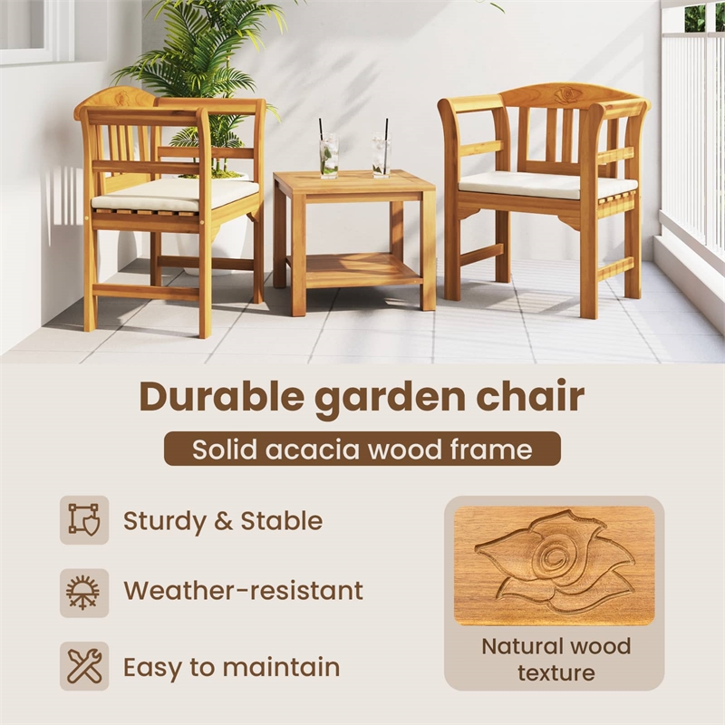 vidaXL Rose Bench Natural 26.97 x 18.11 x 32.48 in Solid Acacia Wood