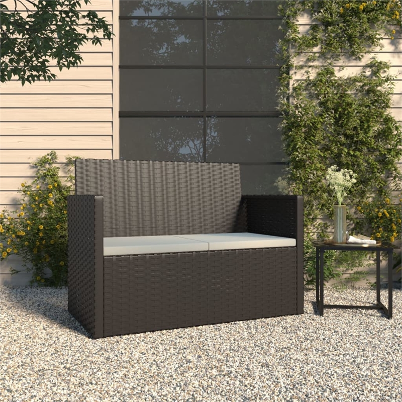 vidaXL Patio Bench with Cushions Black 41.3