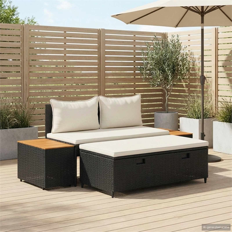 vidaXL Outdoor Sofa Set 4 -Seater 4 pcs 21.65 x 11.81 x 15.35 in