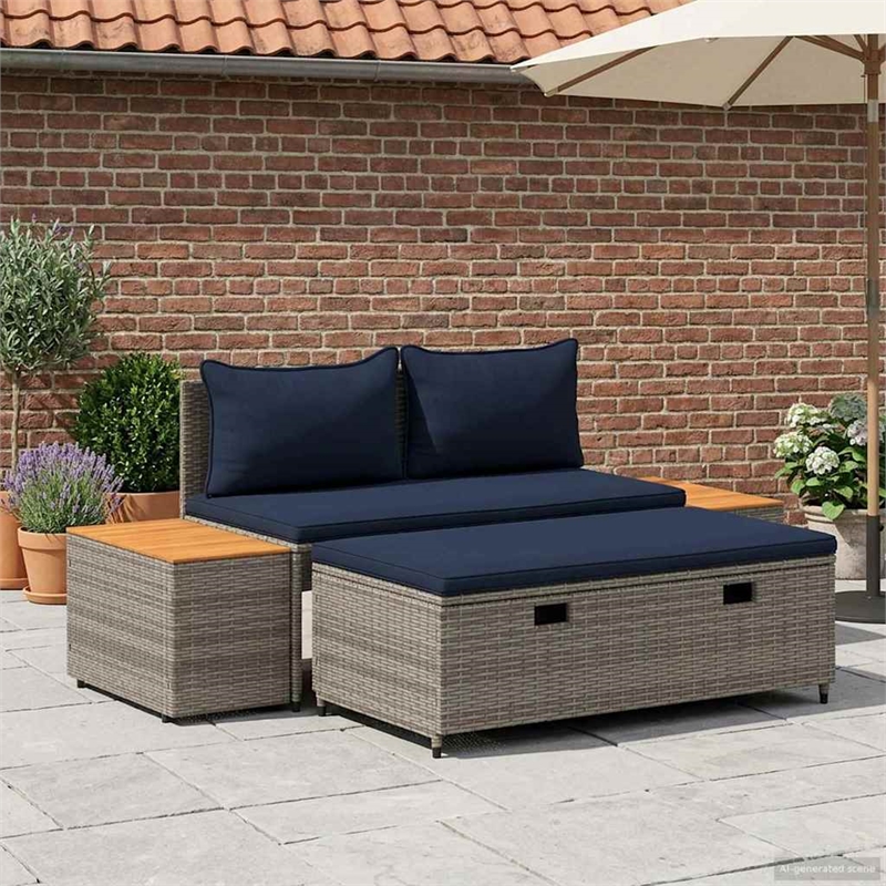 vidaXL Outdoor Sofa Set 4 -Seater 4 pcs 21.65 x 11.81 x 15.35 in