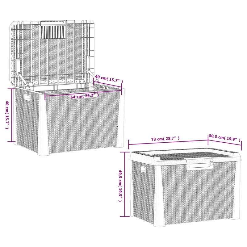 vidaXL Patio Storage Box Anthracite 33 gal PP