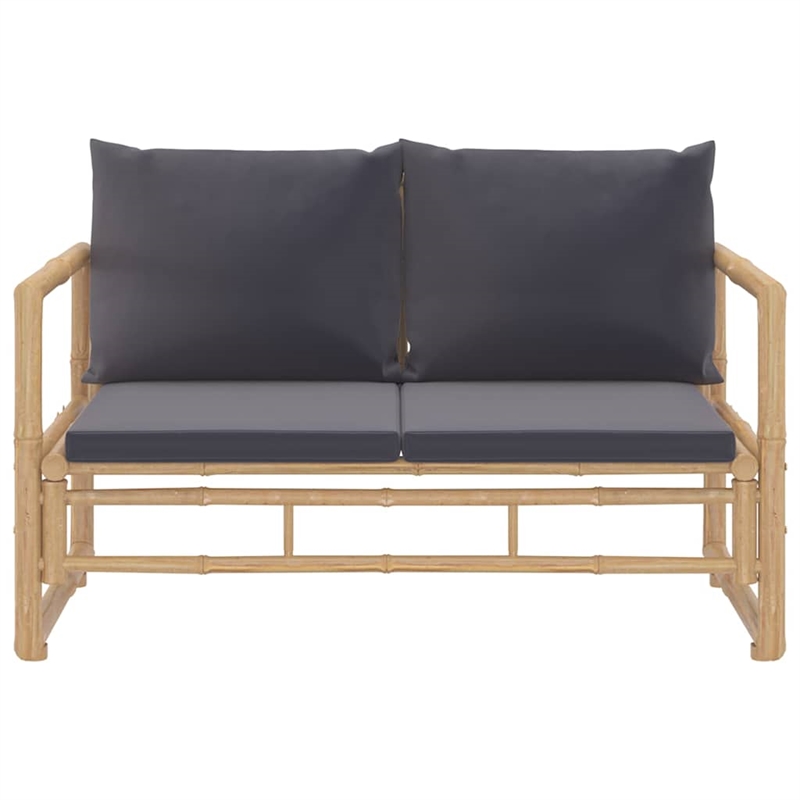 vidaXL 2 Piece Patio Lounge Set with Dark Gray Cushions Bamboo
