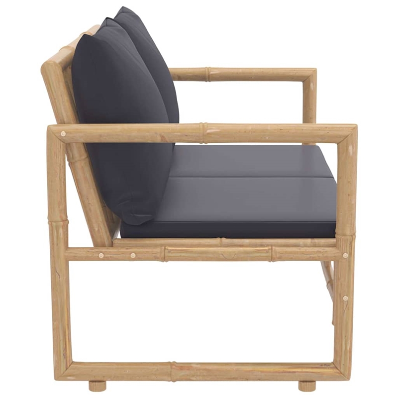 vidaXL 2 Piece Patio Lounge Set with Dark Gray Cushions Bamboo