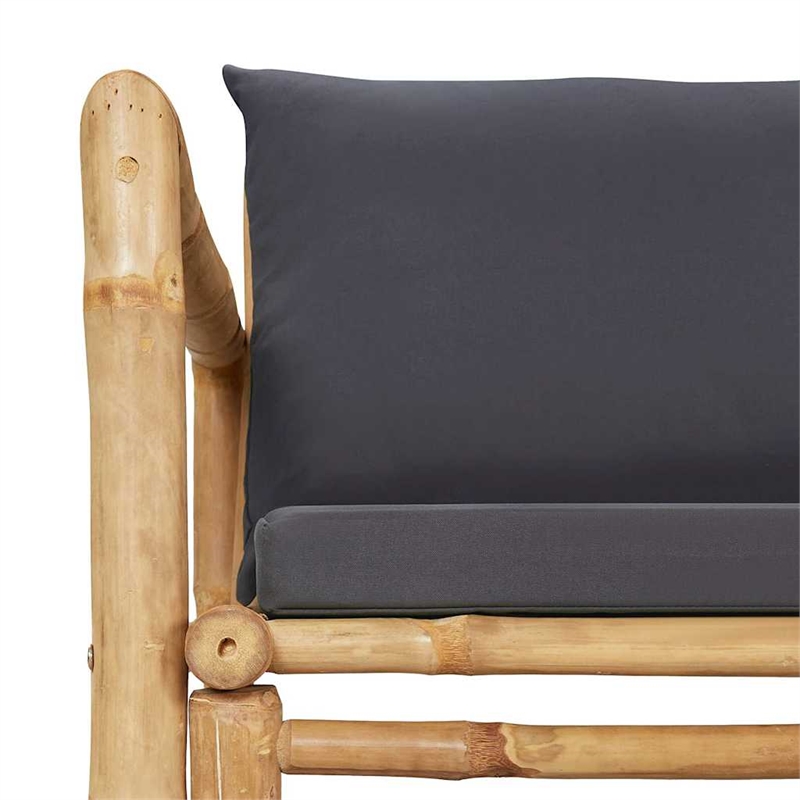vidaXL 2 Piece Patio Lounge Set with Dark Gray Cushions Bamboo