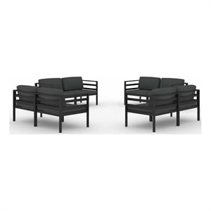 vidaXL 8 Piece Patio Lounge Set with Cushions Aluminum Anthracite