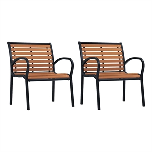vidaXL Patio Chairs 2 pcs Steel and WPC Black and Brown