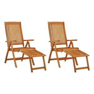 vidaXL Folding Patio Chairs with Footrests 2 pcs Solid Wood Eucalyptus
