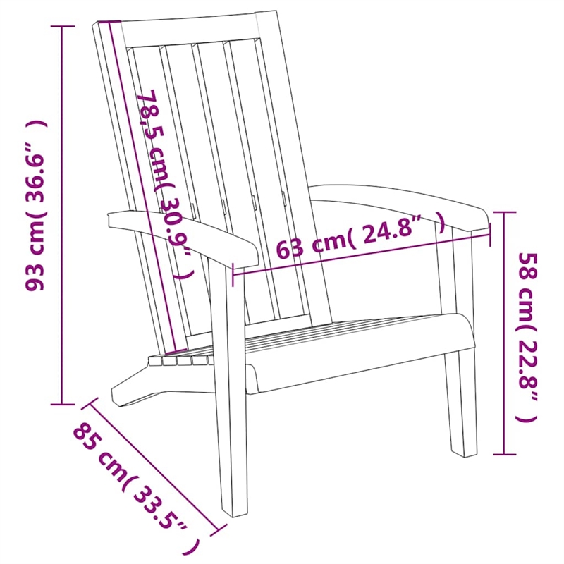 vidaXL Patio Adirondack Chairs 2 pcs Black Polypropylene