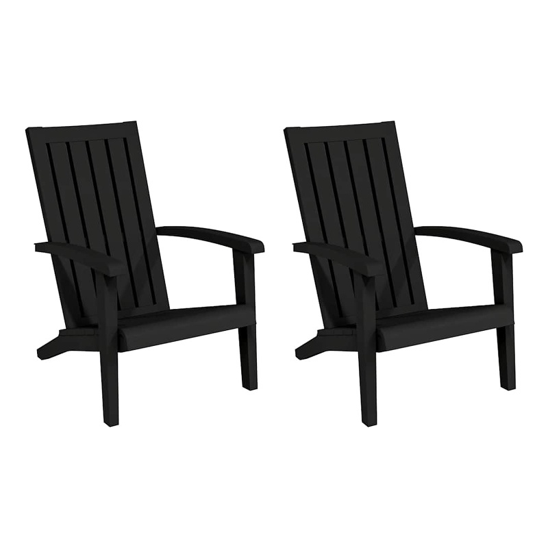 vidaXL Patio Adirondack Chairs 2 pcs Black Polypropylene