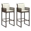 vidaXL Patio Bar Stools with Cushions 2 pcs Brown Poly Rattan