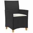 vidaXL Patio Chairs with Cushions 2 pcs Black Poly Rattan&Solid Wood