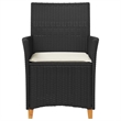 vidaXL Patio Chairs with Cushions 2 pcs Black Poly Rattan&Solid Wood