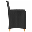 vidaXL Patio Chairs with Cushions 2 pcs Black Poly Rattan&Solid Wood