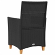vidaXL Patio Chairs with Cushions 2 pcs Black Poly Rattan&Solid Wood