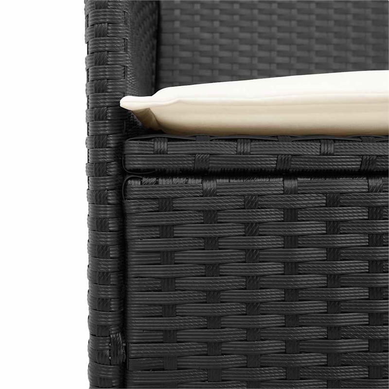 vidaXL Patio Chairs with Cushions 2 pcs Black Poly Rattan&Solid Wood