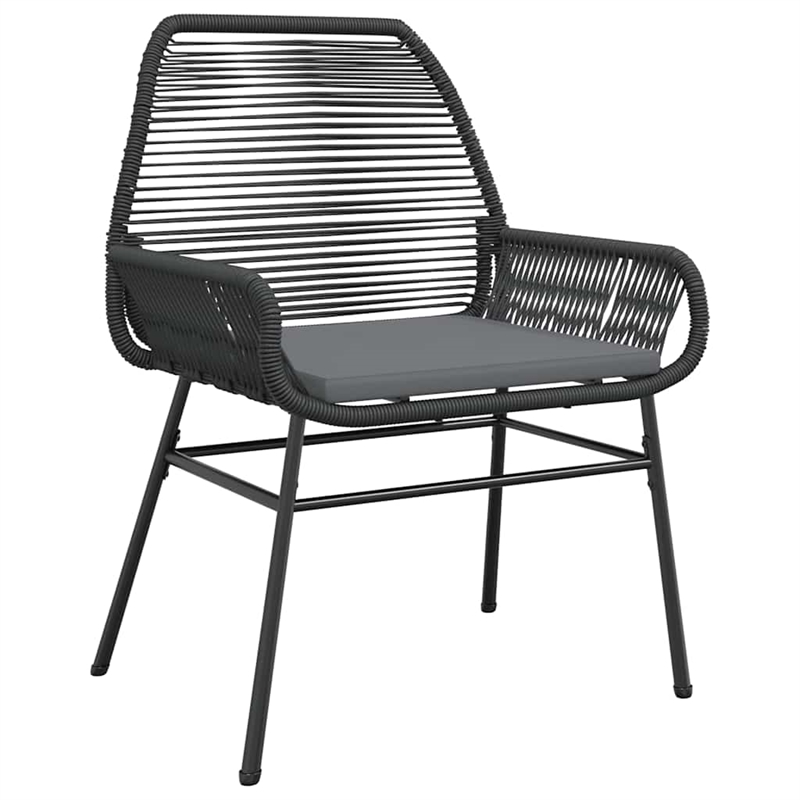 vidaXL Patio Chairs 2 pcs with Cushions Black Poly Rattan