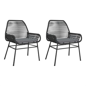 vidaXL Patio Chairs 2 pcs with Cushions Black Poly Rattan