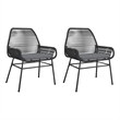 vidaXL Patio Chairs 2 pcs with Cushions Black Poly Rattan