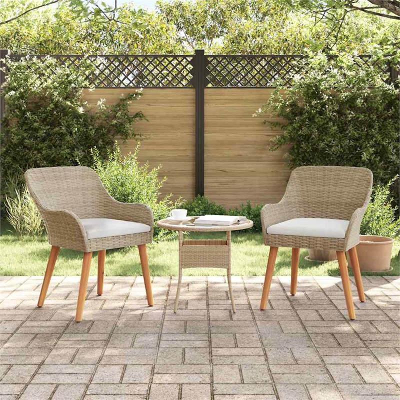 vidaXL Garden Chair 2 pcs Beige Poly Rattan
