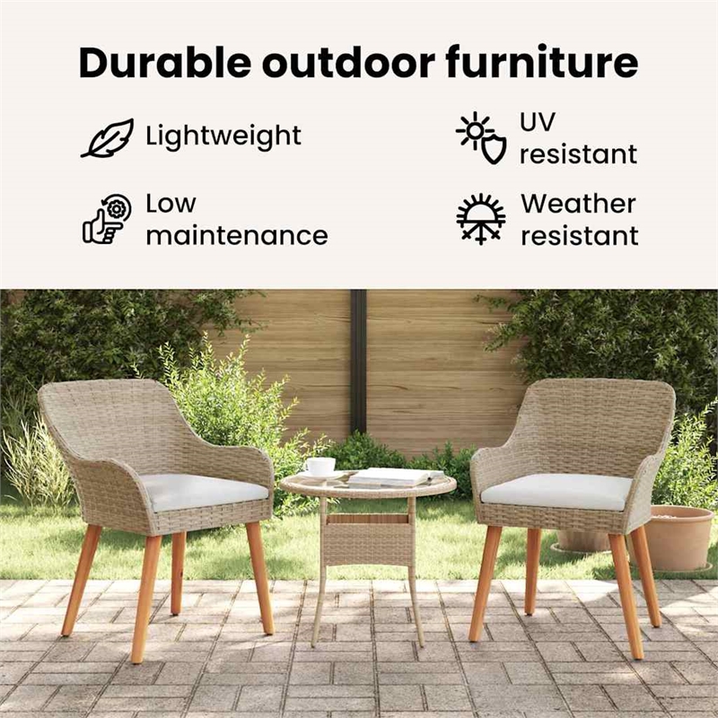 vidaXL Garden Chair 2 pcs Beige Poly Rattan