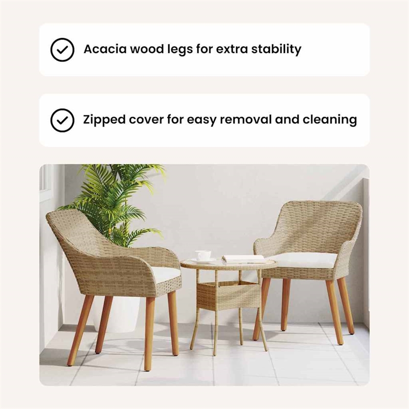 vidaXL Garden Chair 2 pcs Beige Poly Rattan