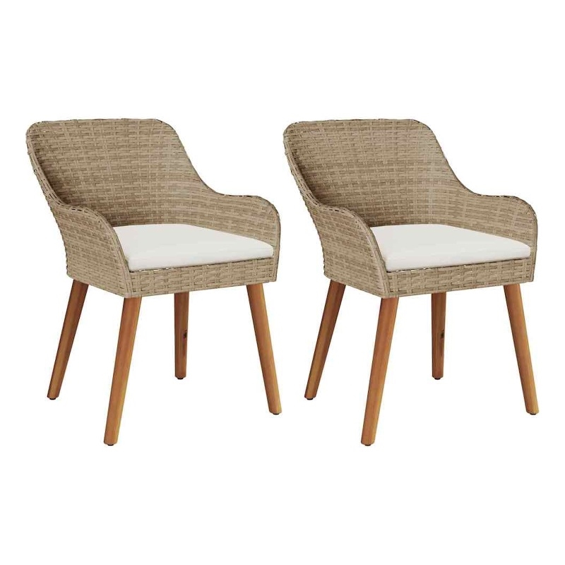 vidaXL Garden Chair 2 pcs Beige Poly Rattan