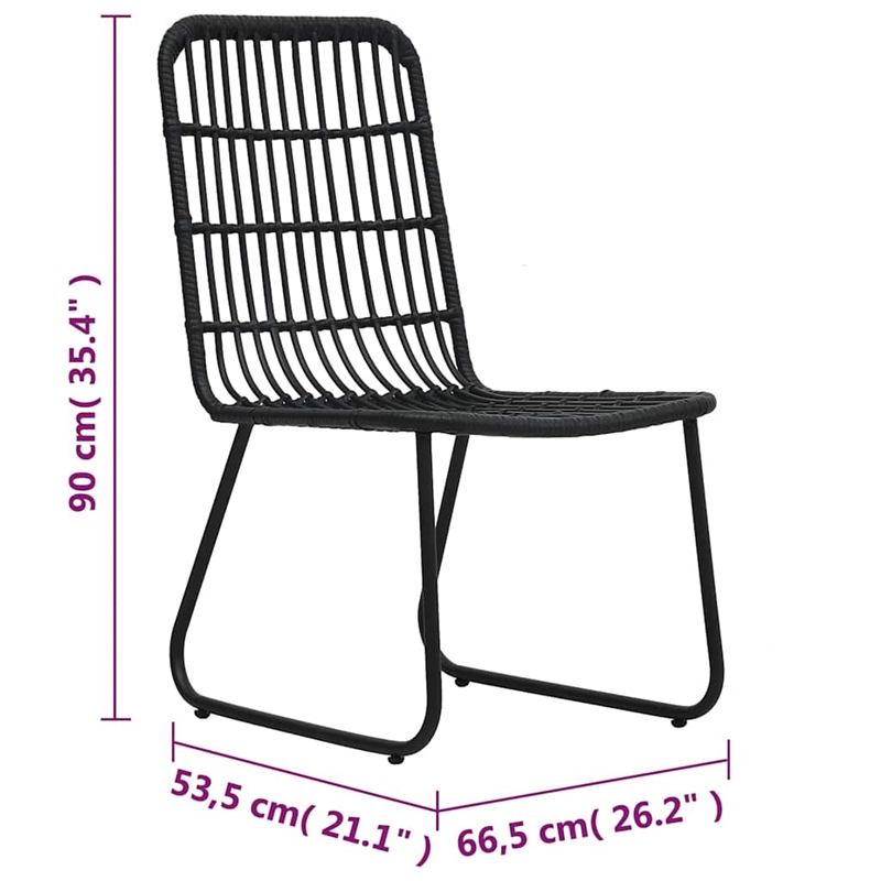 vidaXL Patio Chairs 2 pcs Poly Rattan Black