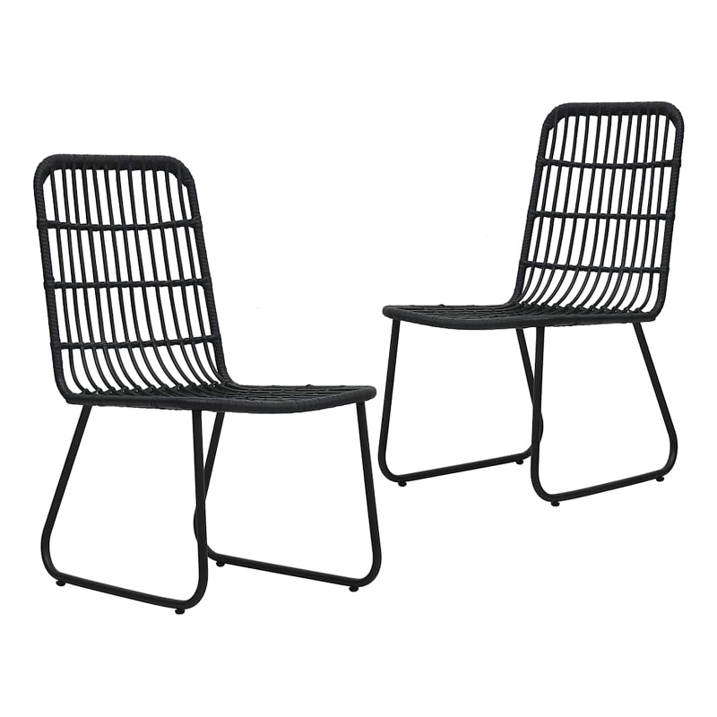 vidaXL Patio Chairs 2 pcs Poly Rattan Black