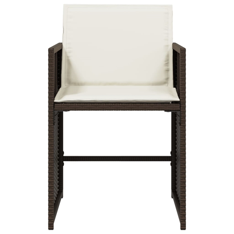 vidaXL Patio Chairs with Cushions 4 pcs Brown Poly Rattan