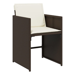 vidaXL Patio Chairs with Cushions 4 pcs Brown Poly Rattan