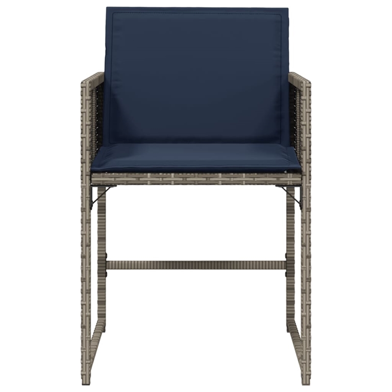 vidaXL Patio Chairs with Cushions 4 pcs Gray Poly Rattan