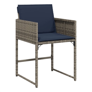 vidaXL Patio Chairs with Cushions 4 pcs Gray Poly Rattan