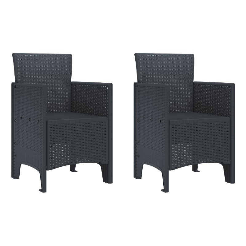 vidaXL Garden Chair 2 pcs Anthracite Polypropylene