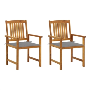 vidaXL Patio Chairs with Cushions 2 pcs Solid Acacia Wood