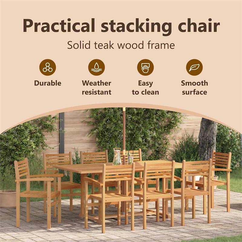 vidaXL Chair 8 pcs Brown Solid Teak Wood
