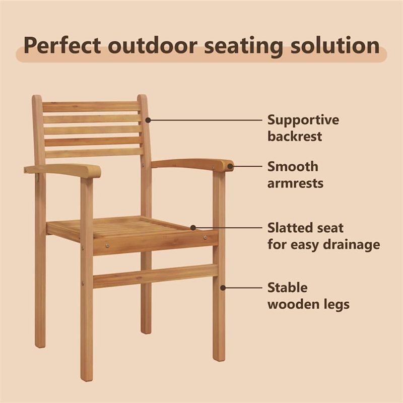 vidaXL Chair 8 pcs Brown Solid Teak Wood