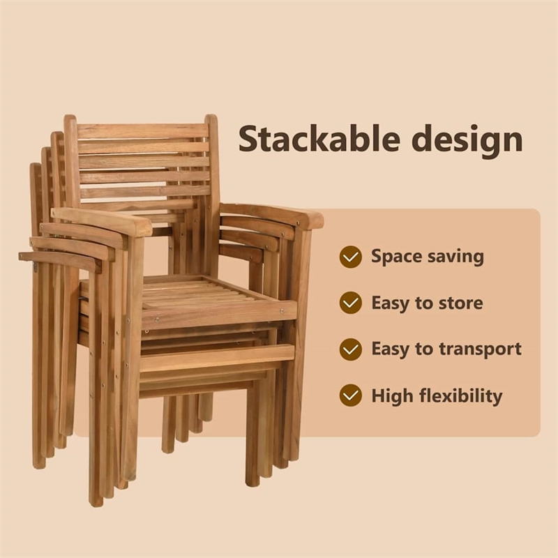 vidaXL Chair 8 pcs Brown Solid Teak Wood