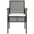 vidaXL Patio Chairs with Cushions 2 pcs Black Poly Rattan Acacia Wood