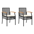 vidaXL Patio Chairs with Cushions 2 pcs Black Poly Rattan Acacia Wood