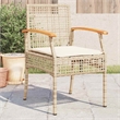 vidaXL Patio Chairs with Cushions 4 pcs Beige Poly Rattan Acacia Wood