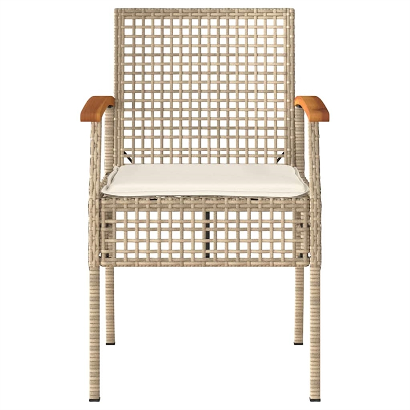 vidaXL Patio Chairs with Cushions 4 pcs Beige Poly Rattan Acacia Wood