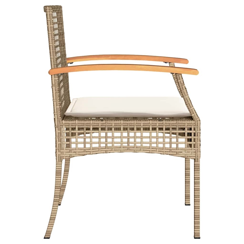 vidaXL Patio Chairs with Cushions 4 pcs Beige Poly Rattan Acacia Wood