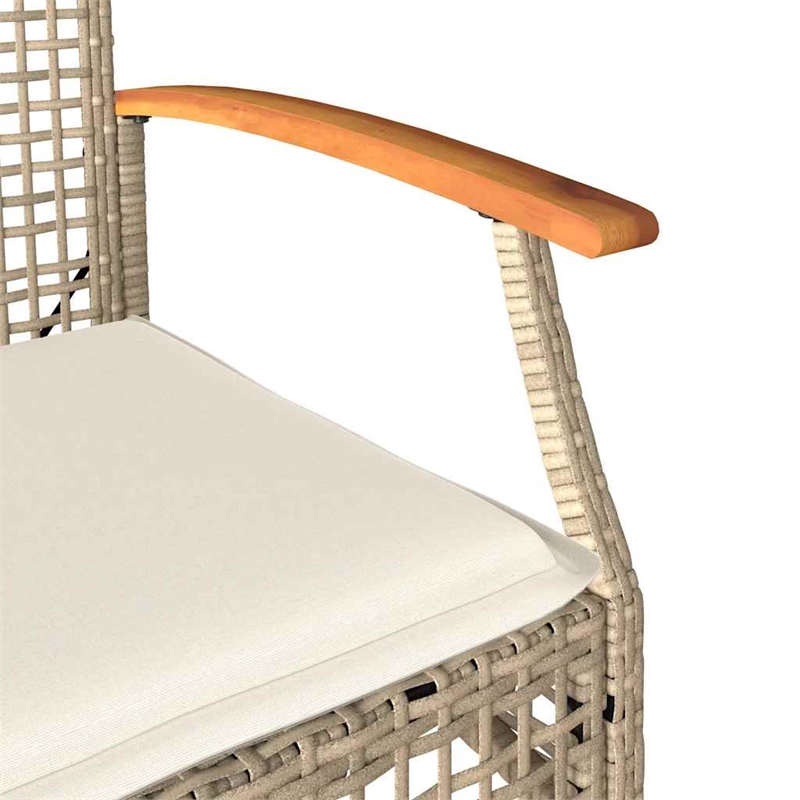 vidaXL Patio Chairs with Cushions 4 pcs Beige Poly Rattan Acacia Wood