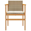 vidaXL Patio Chairs with Cushions 2 pcs Beige Poly Rattan&Solid Wood