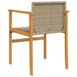vidaXL Patio Chairs with Cushions 2 pcs Beige Poly Rattan&Solid Wood
