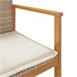 vidaXL Patio Chairs with Cushions 2 pcs Beige Poly Rattan&Solid Wood