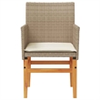 vidaXL Patio Chairs with Cushions 2 pcs Beige Poly Rattan&Solid Wood
