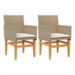 vidaXL Patio Chairs with Cushions 2 pcs Beige Poly Rattan&Solid Wood