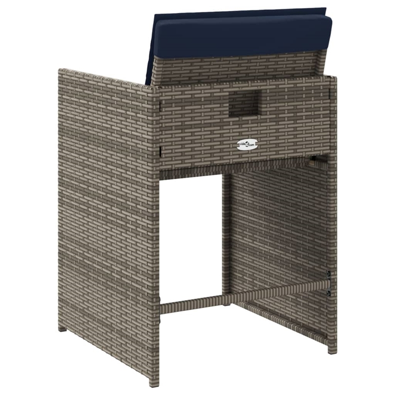 vidaXL Patio Chairs with Cushions 4 pcs Gray Poly Rattan