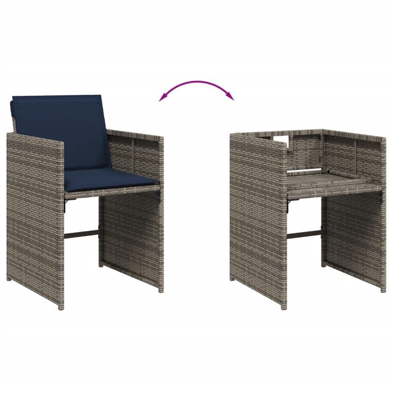 vidaXL Patio Chairs with Cushions 4 pcs Gray Poly Rattan